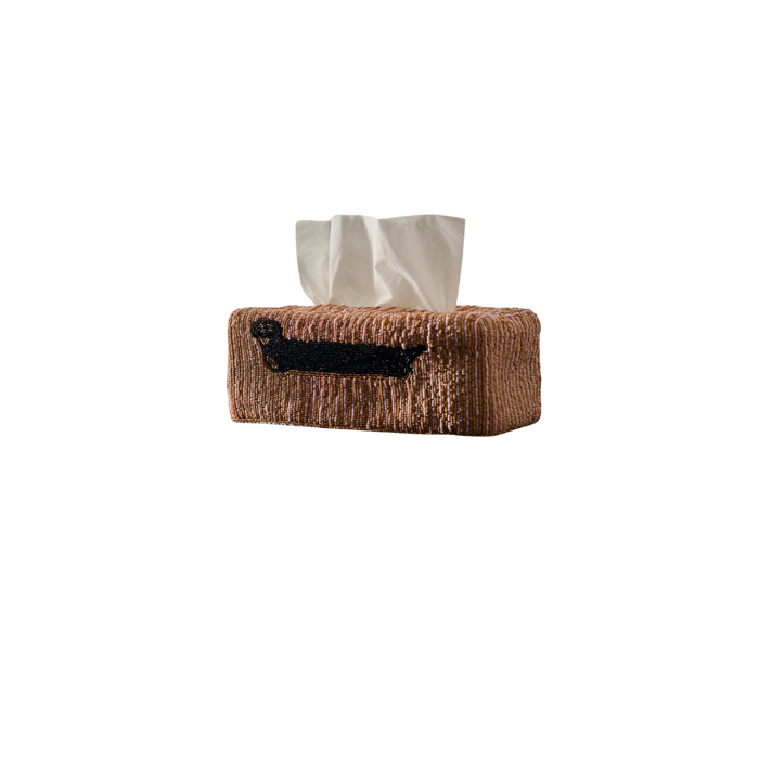 Dog Icon Beaded Tissue Box Cover