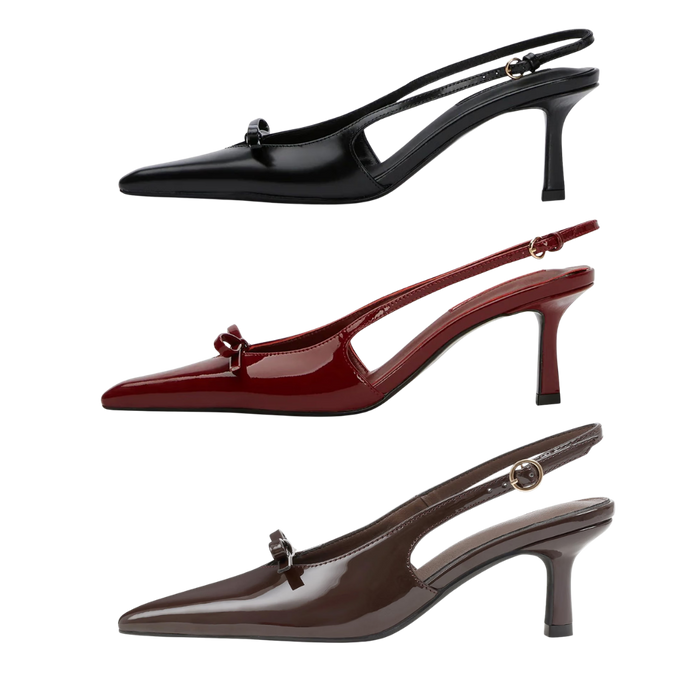 Slingback Bow Kitten Heel