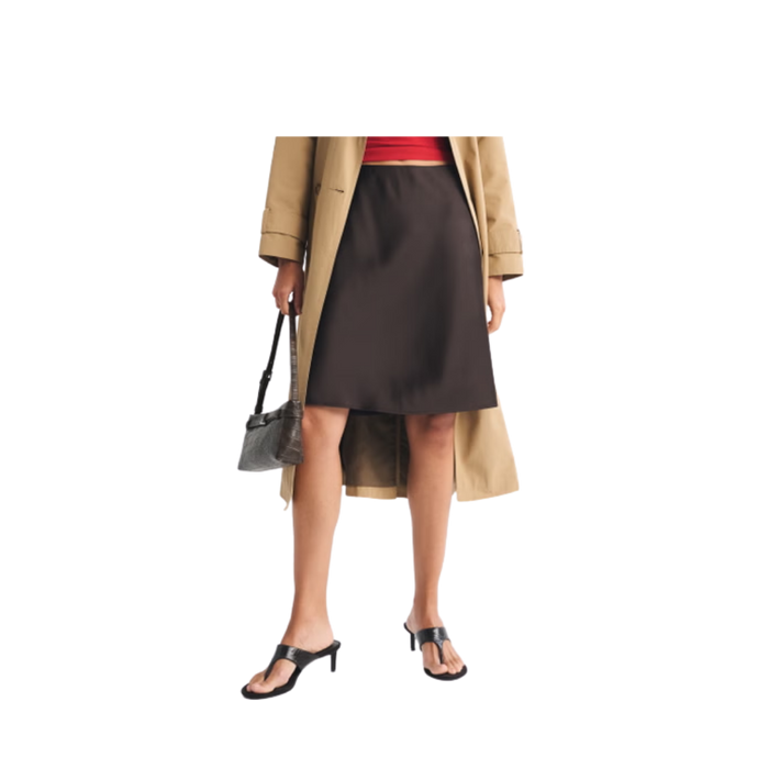 High Rise Midi Satin Skirt