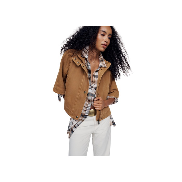 Pilcro Cropped Utility Cape Jacket