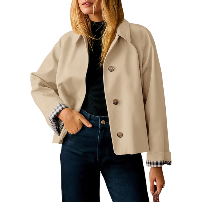 Cropped Single Breasted Trench Coat