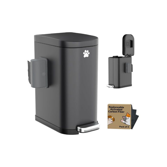 Dog Poop Trash Can Outside with Odor Control Lid & Step Pedal