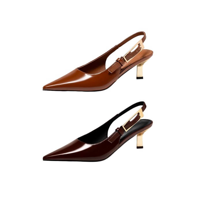 Slingback Buckle Kitten Heel