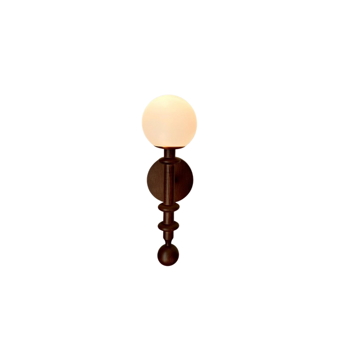Vintage Wood Wall Globe Sconce with Pull Chain Switch