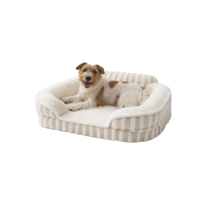 Cozy Orthopedic Dog Bed - Beige Stripe