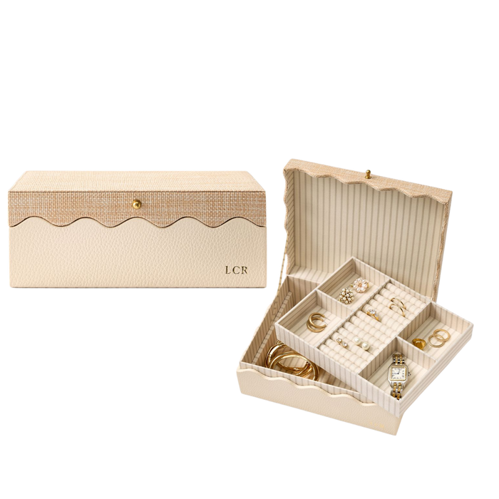 Scalloped Raffia Jewelry Box