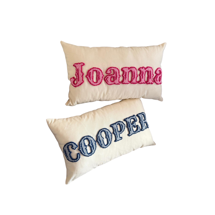 Custom Embroidered Punch Needle Lumbar Cushion
