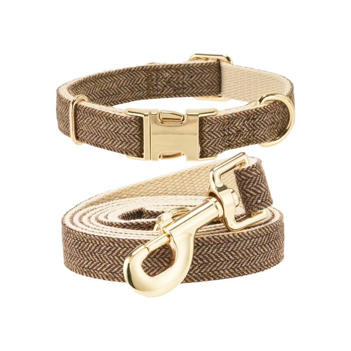 Tweed Collar & Leash - Coffee