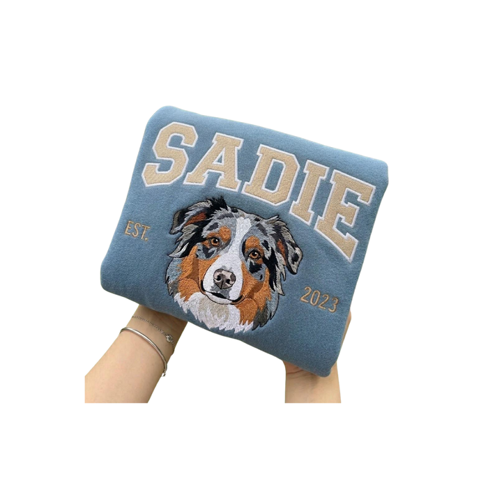 Custom Pet Portrait Embroidered Sweatshirt