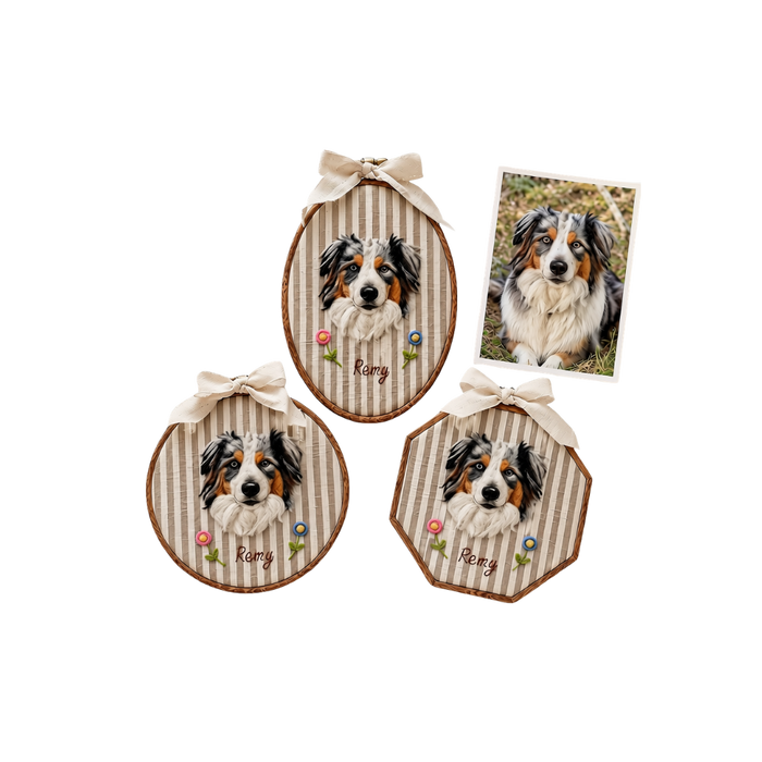 Custom Needle Felt Pet Portrait Hoop