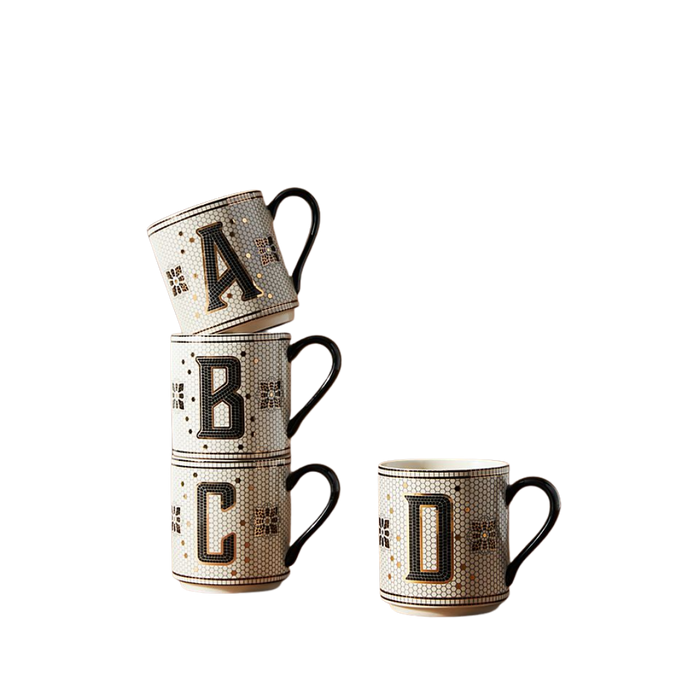 Bistro Tile Stoneware Mug: Monogram Edition