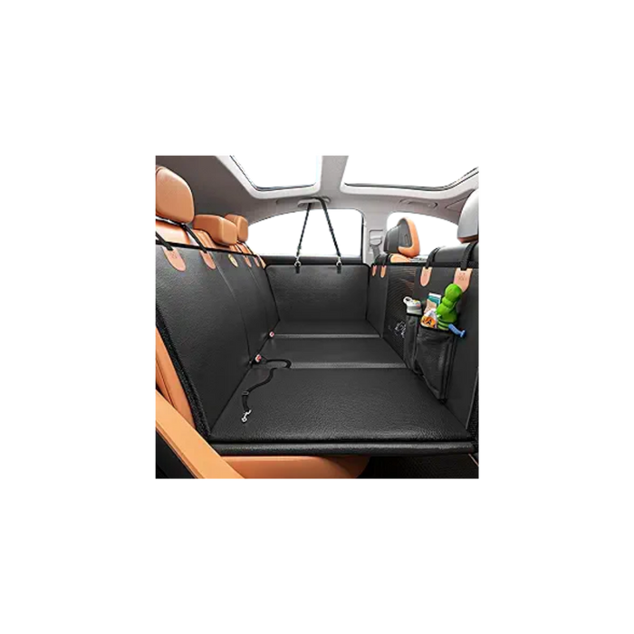Hard Bottom Dog Car Seat Cover for Back Seat, PU Leather Dog Seat Extender