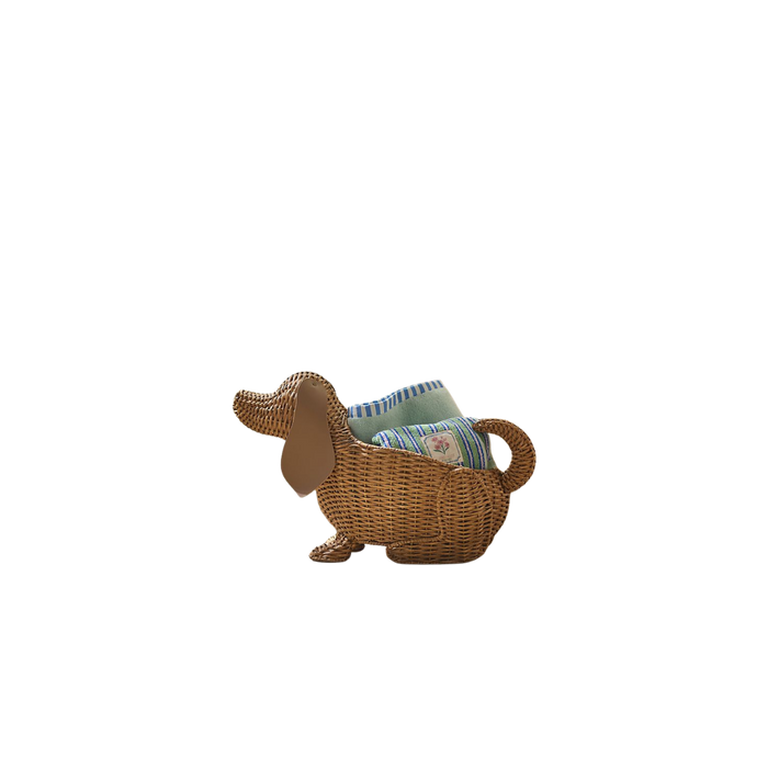 Basset Hound Dog Woven Wicker Basket