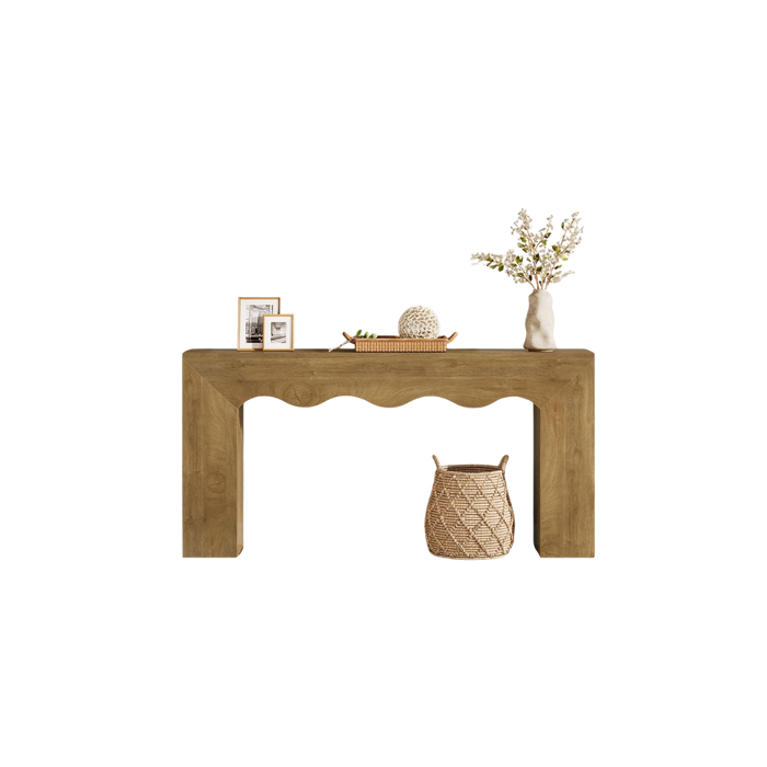 Wooden Scalloped Console Table