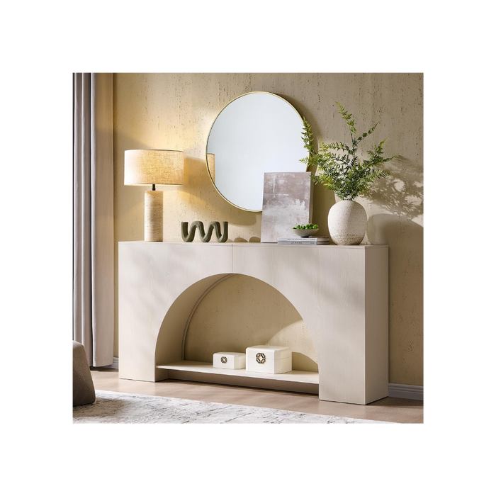 63" Arched 2-Tier Console Table Cream
