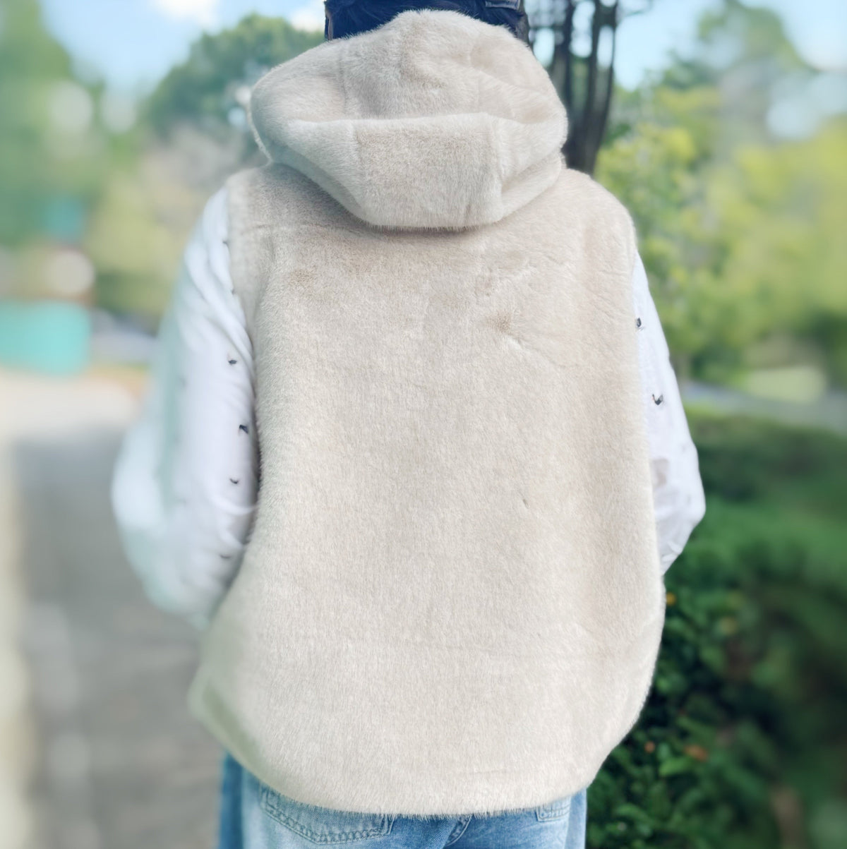 Real Feel Faux Mink Fur Hooded Vest