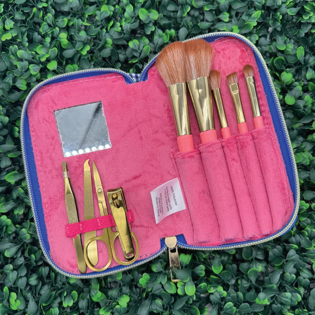 Simply Southern® Gingham Manicure and Brush Kit: Pink