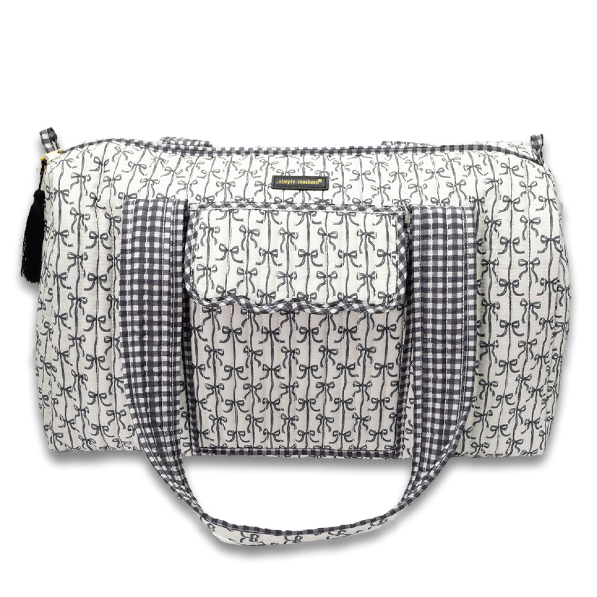 Simply Southern® Quilted Duffle: Black Bow