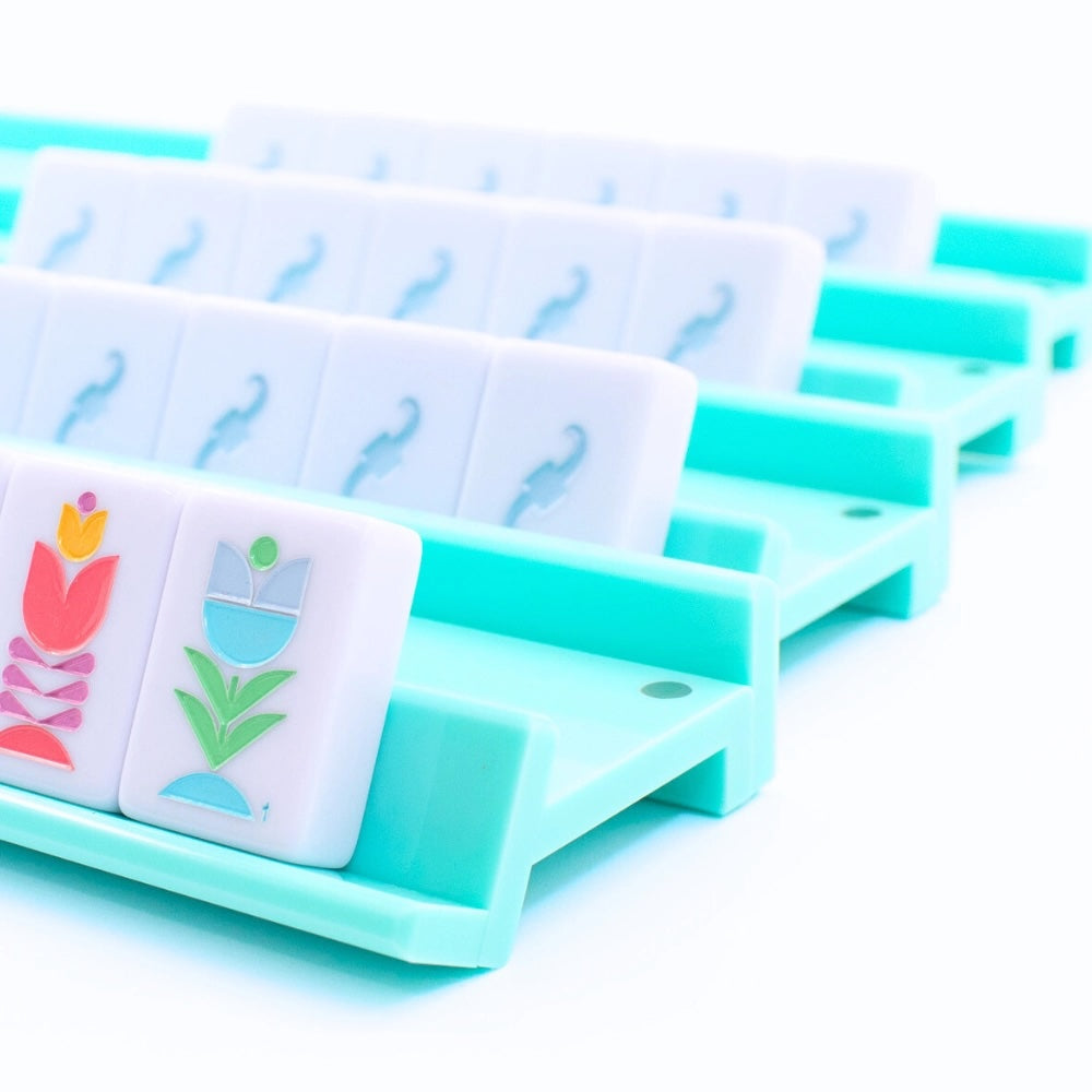 Acrylic Mahjong Racks and Pushers: Macaron Green
