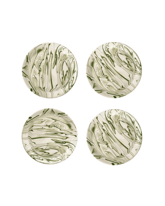 Marbled Olive Salad Plate - Set of 4